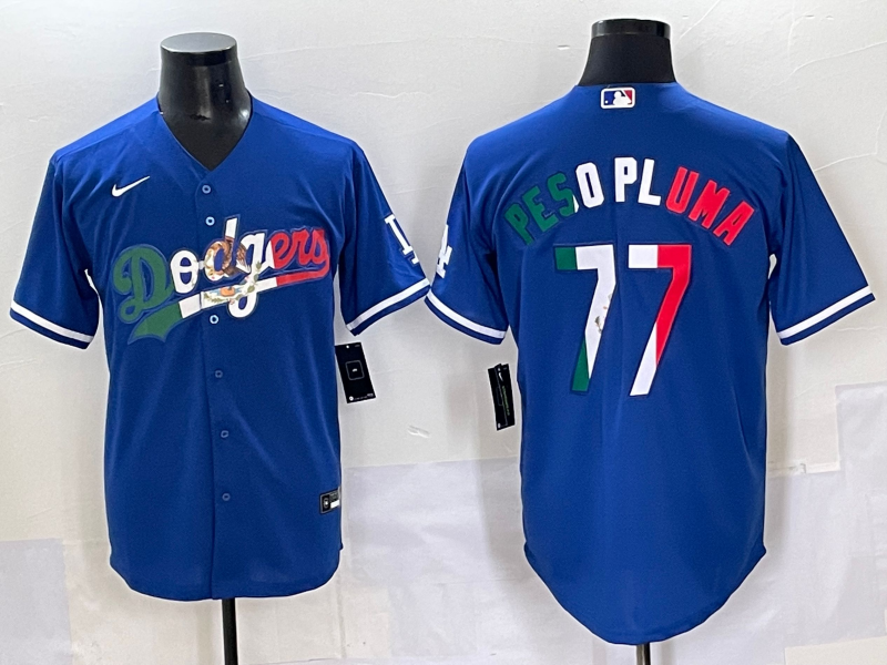 Men 2025 Los Angeles  Dodgers #77 Pesopluma Blue Nike MLB Jersey style 006